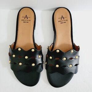 NEW Aquatalia Torrie Leather Slide Sandal in Black Size 5.5 US